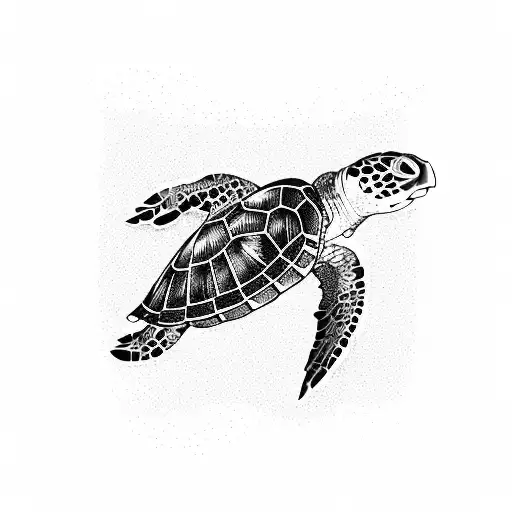flying sea turtle with star of life tattoo design idea