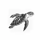 flying sea turtle with star of life tattoo design idea