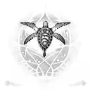 flying sea turtle with star of life tattoo design idea