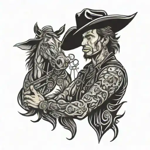 dark cowboy trucker gypsy tattoo design idea