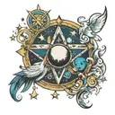tarot star moon fortune teller water tattoo design idea
