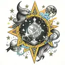 tarot star moon fortune teller water tattoo design idea