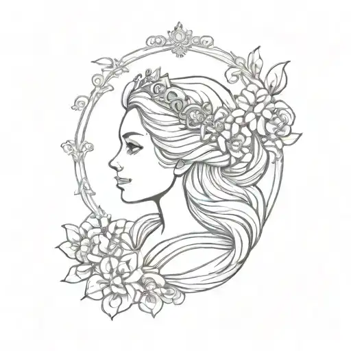 Rapunzel flower, Rapunzel sun, Rapunzel crown tattoo design idea