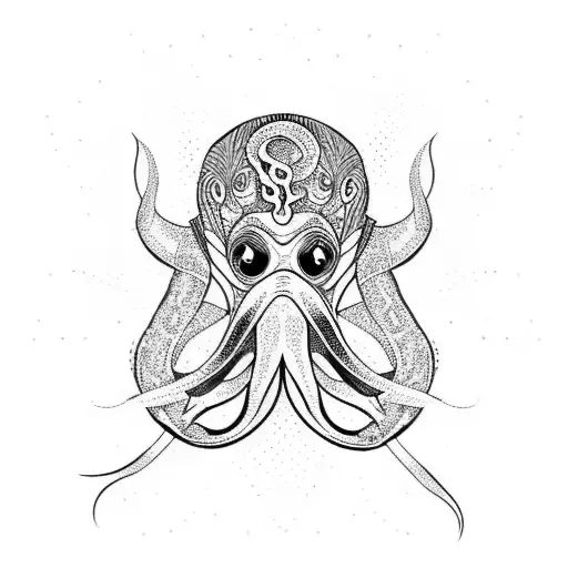 squid surfing tattoo design idea