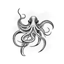 squid surfing tattoo design idea