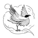 cawwing magpie on branch tattoo design idea