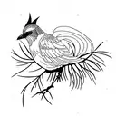 cawwing magpie on branch tattoo design idea