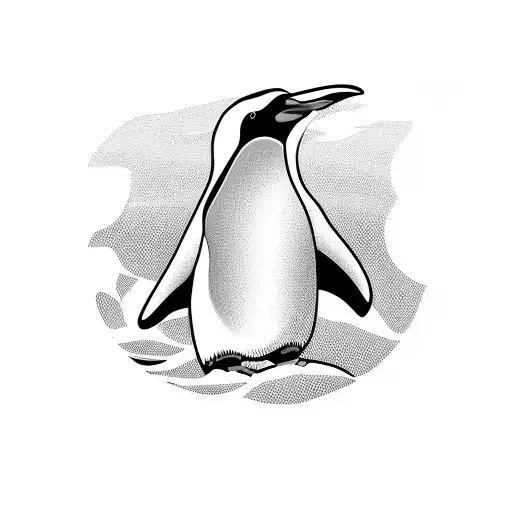 penguin with surfboard tattoo design idea