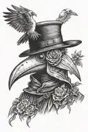 plague doctor with doves in background  tattoo design idea