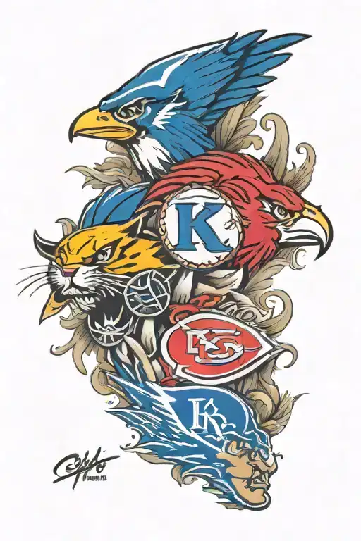 The Kansas City Royals, Kansas City Chiefs, Pittsburgh Penguins, Michigan Wolverines, Kansas Jayhawks tattoo design idea