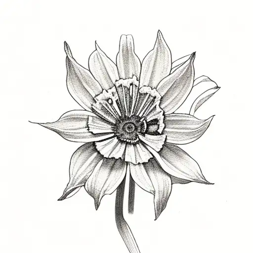 larkspur, aster, narcissus  tattoo design idea