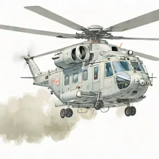 Canadian military grey  helicopter Cyclone CH-148, a helicopter flying over rough sea, military art, ocean specular, hig tattoo design idea