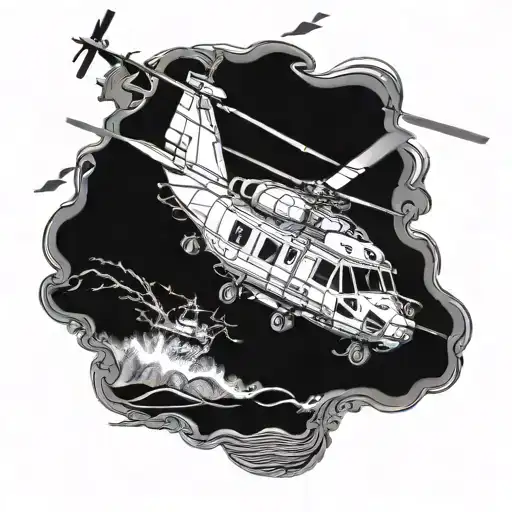 Canadian military grey  helicopter Cyclone CH-148, a helicopter flying over rough sea, military art, ocean specular, hig tattoo design idea