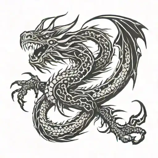 italic black dragon tattoo tattoo design idea