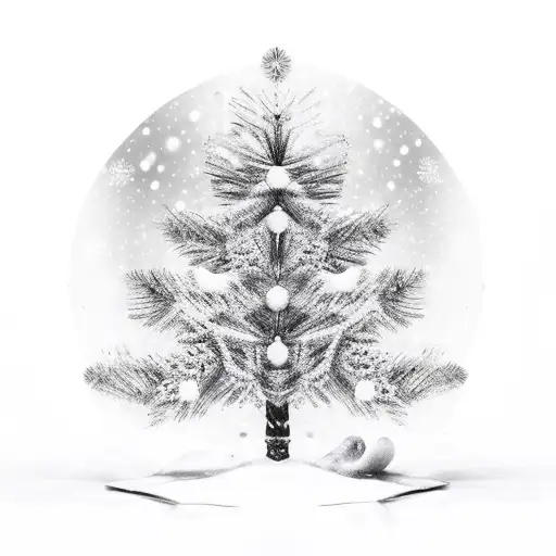 Deeluxe DNA player snowboard boots in the form of a Christmas tree toy hanging on a fir branch tattoo design idea