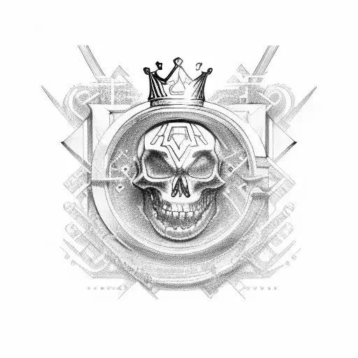 "AMB" letters, where "M" is formed as a crown tattoo design idea