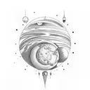 Open head, planets and thoughts tattoo design idea