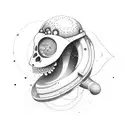 Open head, planets and thoughts tattoo design idea