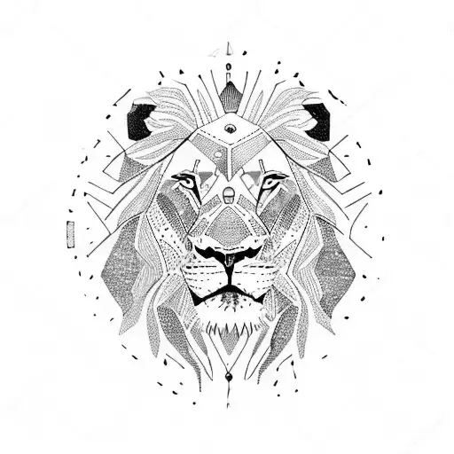 Lion with african continent and space and traveling tattoo design idea