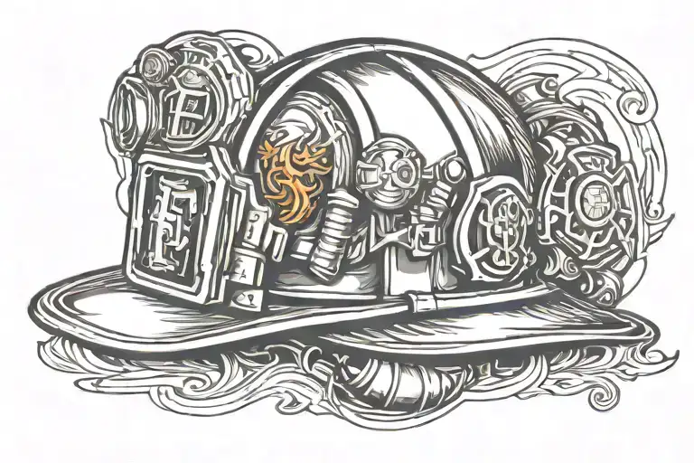 Firefighter helmet tattoo design idea