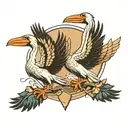 two storks flying tattoo design idea