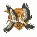 two storks flying tattoo design idea