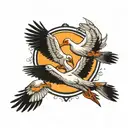 two storks flying tattoo design idea