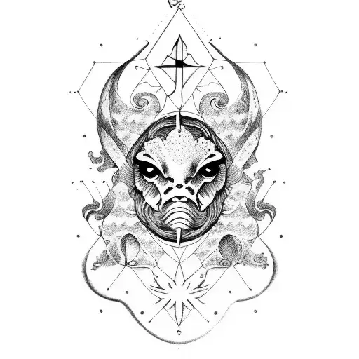 zodiac sign Libra and Pisces tattoo design idea