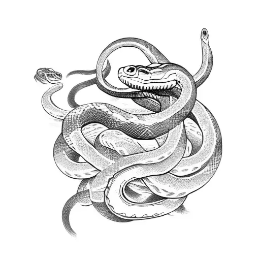 snake biting another snakes head tattoo design idea