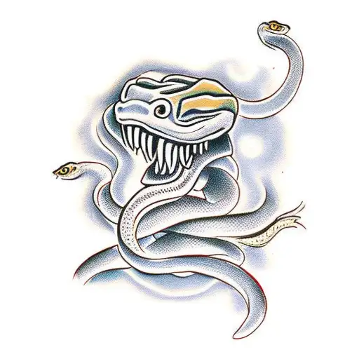 snake biting another snakes head tattoo design idea