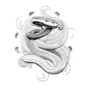 snake biting another snakes head tattoo design idea