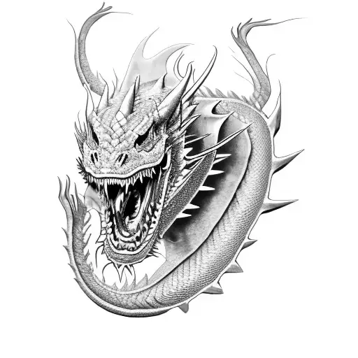 angry dragon  tattoo design idea