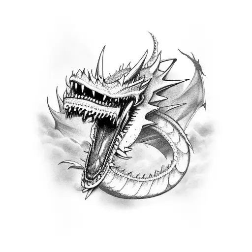 angry dragon  tattoo design idea