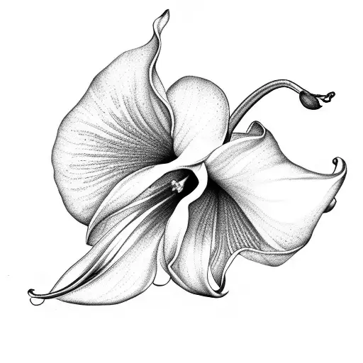 A cross with a calla lilly, hibiscus flower, and orchid around it tattoo design idea