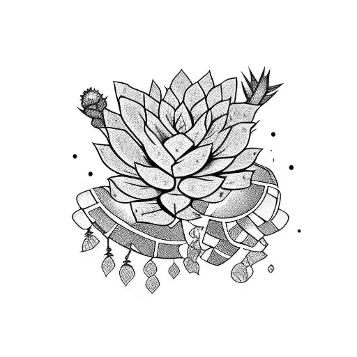 A cross with succulents around it tattoo design idea