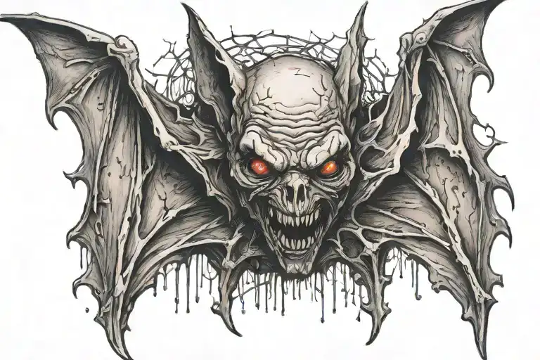 zombie bat tattoo design idea
