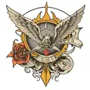 wing bow with a airplane arrow tattoo design idea