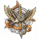 wing bow with a airplane arrow tattoo design idea