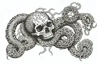 snake bones with broken chain body tattoo design idea