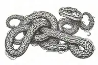 snake bones with broken chain body tattoo design idea