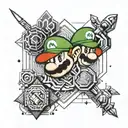 mario bros en mandala tattoo design idea
