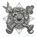 mario bros en mandala tattoo design idea