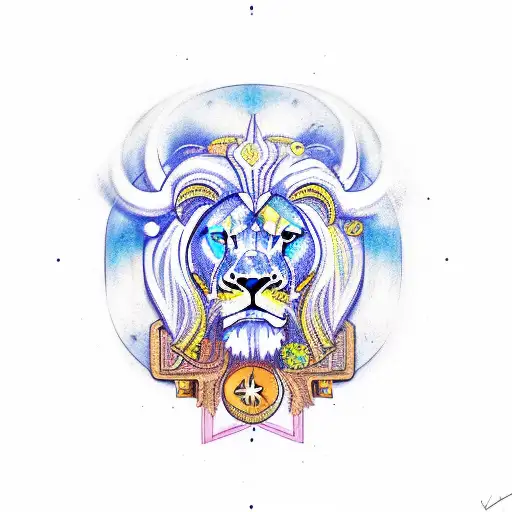  illustration of a taurus with zodiac symbols lion libra and cancer around it tattoo design idea