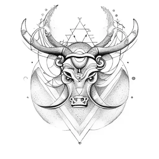 Taurus Zodiac Sign Tattoo Surrounded by Leo Libra and Cancer Sign tattoo design idea