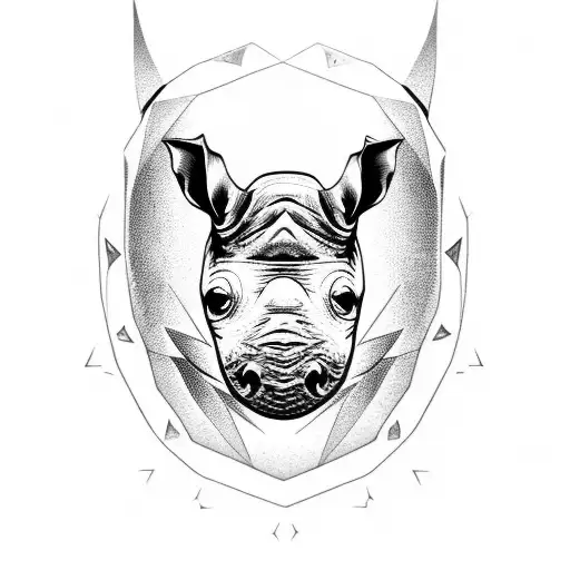 Rhino with owl on shoulder tattoo design idea