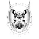Rhino with owl on shoulder tattoo design idea
