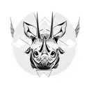 Rhino with owl on shoulder tattoo design idea