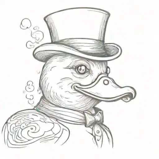 rubber duck with a top hat and monocle  tattoo design idea
