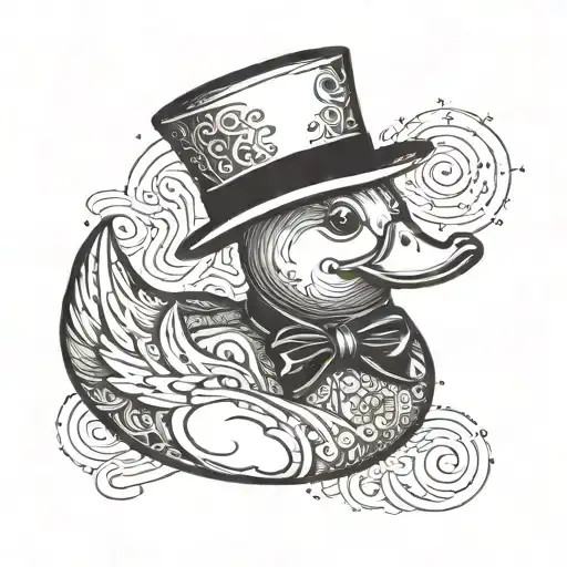 rubber duck with a top hat and monocle  tattoo design idea
