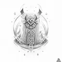 viking rune for strength with fenryr tattoo design idea